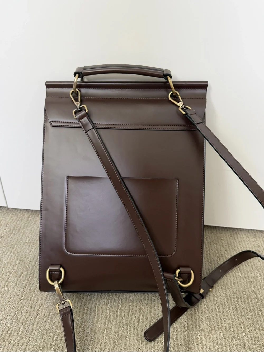 Women’s Classic Leather Backpack Satchel - Brown